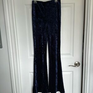 Blue velour flare pants